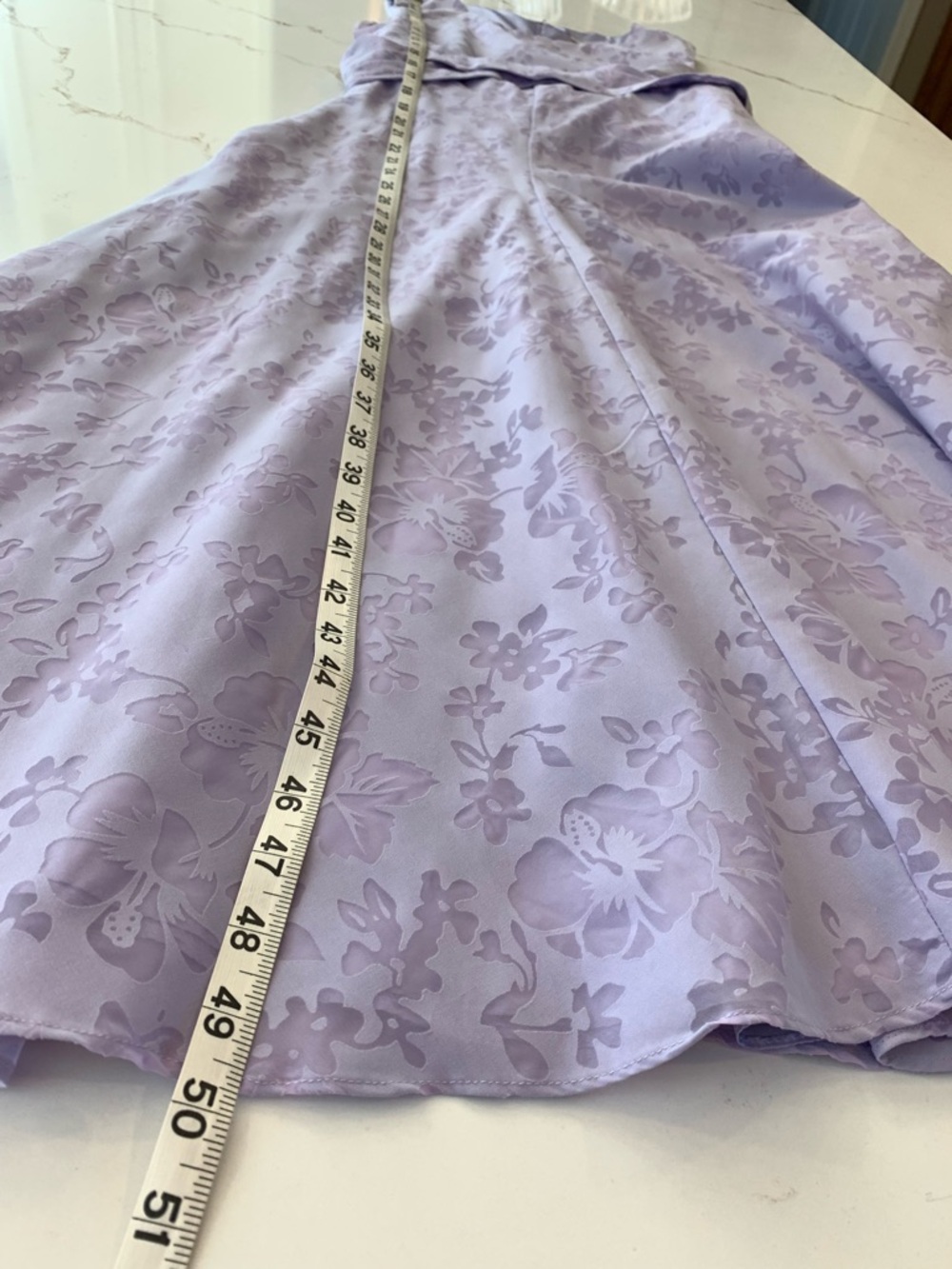 Lavender Dress Size 12 Sleeveless Floral Midi w/ Pleated Waist and Bow - Picture 5 of 14